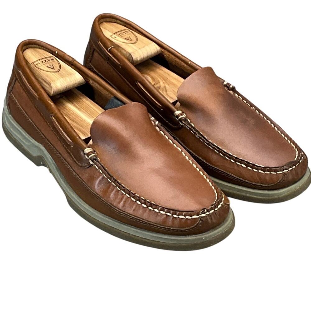 Pelican Bay Florida Brown Leather Slip On Comfort Driving Loafer Men 9.5